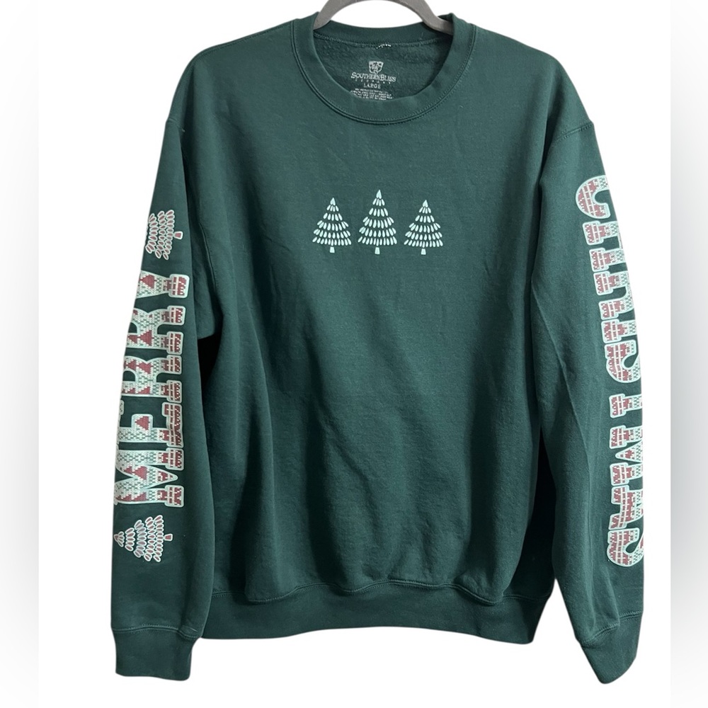 Southern Bliss Merry Christmas Crewneck Pullover Graphic Sweatshirt